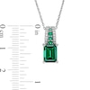 Emerald-Cut Lab-Created Emerald and White Lab-Created Sapphire Triple Row Bail Pendant in Sterling Silver