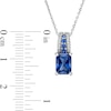 Thumbnail Image 3 of Emerald-Cut Blue and White Lab-Created Sapphire Triple Row Bail Pendant in Sterling Silver