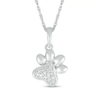 Diamond Accent Paw Print Pendant in Sterling Silver