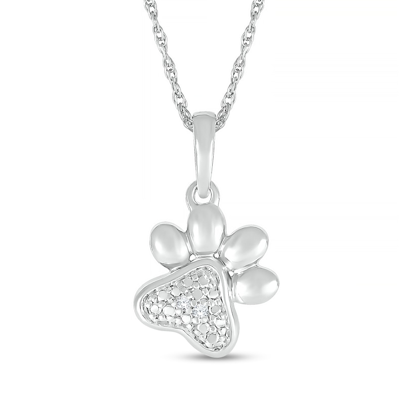Diamond Accent Paw Print Pendant in Sterling Silver|Peoples Jewellers