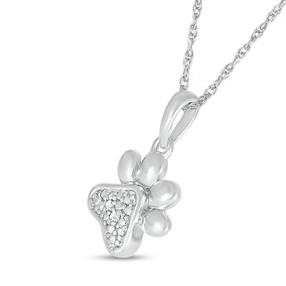 Diamond Accent Paw Print Pendant in Sterling Silver