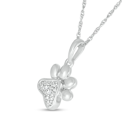 Diamond Accent Paw Print Pendant in Sterling Silver