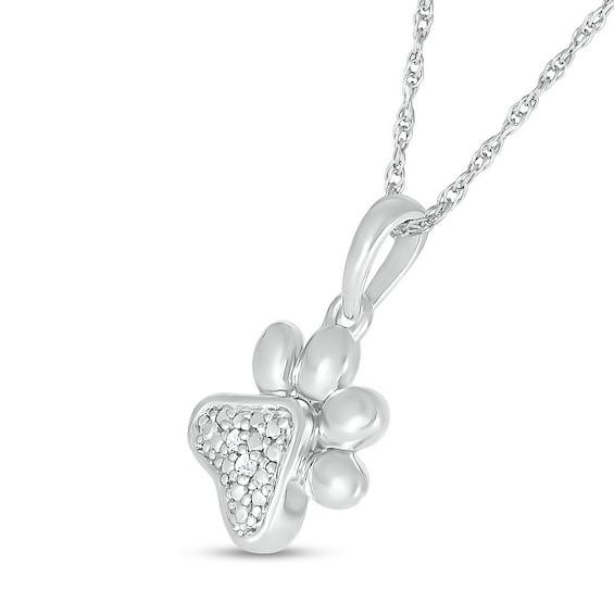 Diamond Accent Paw Print Pendant in Sterling Silver