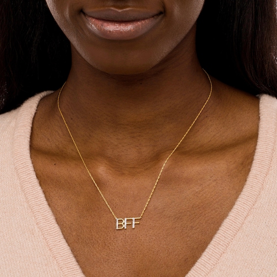 Diamond Accent "BFF" Necklace in Sterling Silver with 14K Gold Plate