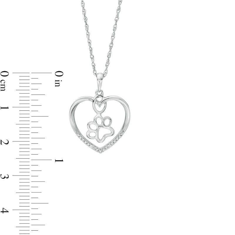 Diamond Accent Paw in Heart Pendant in Sterling Silver|Peoples Jewellers
