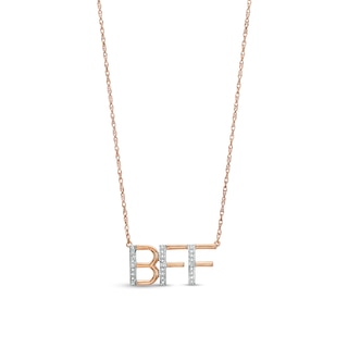 Diamond Accent "BFF" Necklace in Sterling Silver with 14K Rose Gold Plate