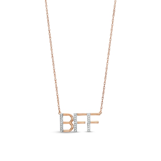 Diamond Accent "BFF" Necklace in Sterling Silver with 14K Rose Gold Plate