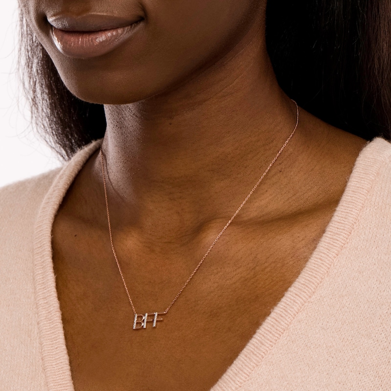 Diamond Accent "BFF" Necklace in Sterling Silver with 14K Rose Gold Plate|Peoples Jewellers