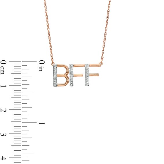 Diamond Accent "BFF" Necklace in Sterling Silver with 14K Rose Gold Plate