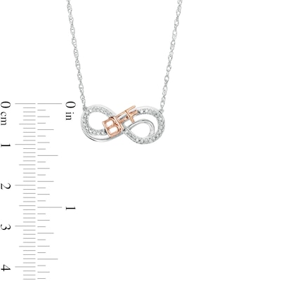 Diamond Accent "BFF" Infinity Loop Necklace in Sterling Silver with 14K Rose Gold Plate