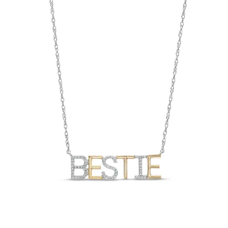 Diamond Accent "BESTIE" Necklace in Sterling Silver with 14K Gold Plate|Peoples Jewellers
