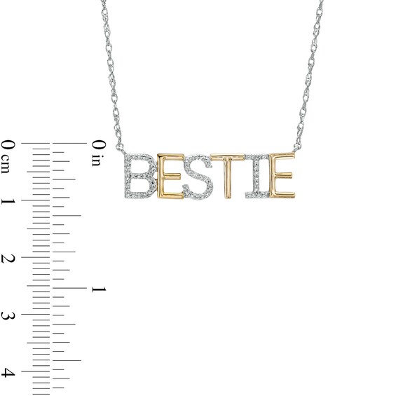 Diamond Accent "BESTIE" Necklace in Sterling Silver with 14K Gold Plate