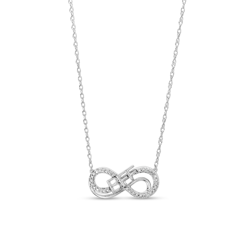 Diamond Accent "BFF" Infinity Loop Necklace in Sterling Silver