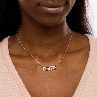 Diamond Accent "BESTIE" Necklace in Sterling Silver with 14K Rose Gold Plate