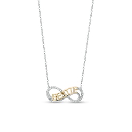 Diamond Accent &quot;BESTIE&quot; Infinity Loop Necklace in Sterling Silver with 14K Gold Plate