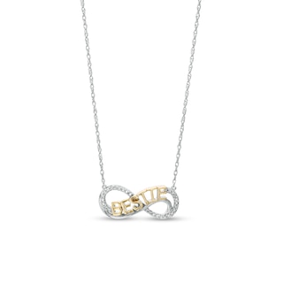 Diamond Accent "BESTIE" Infinity Loop Necklace in Sterling Silver with 14K Gold Plate