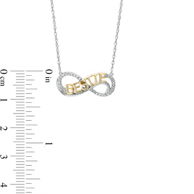 Diamond Accent "BESTIE" Infinity Loop Necklace in Sterling Silver with 14K Gold Plate