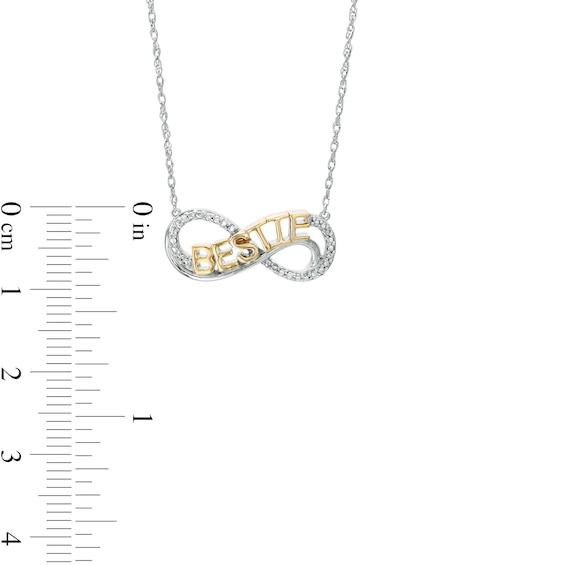 Diamond Accent "BESTIE" Infinity Loop Necklace in Sterling Silver with 14K Gold Plate