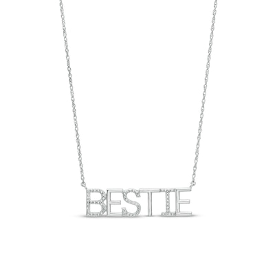 Diamond Accent "BESTIE" Necklace in Sterling Silver