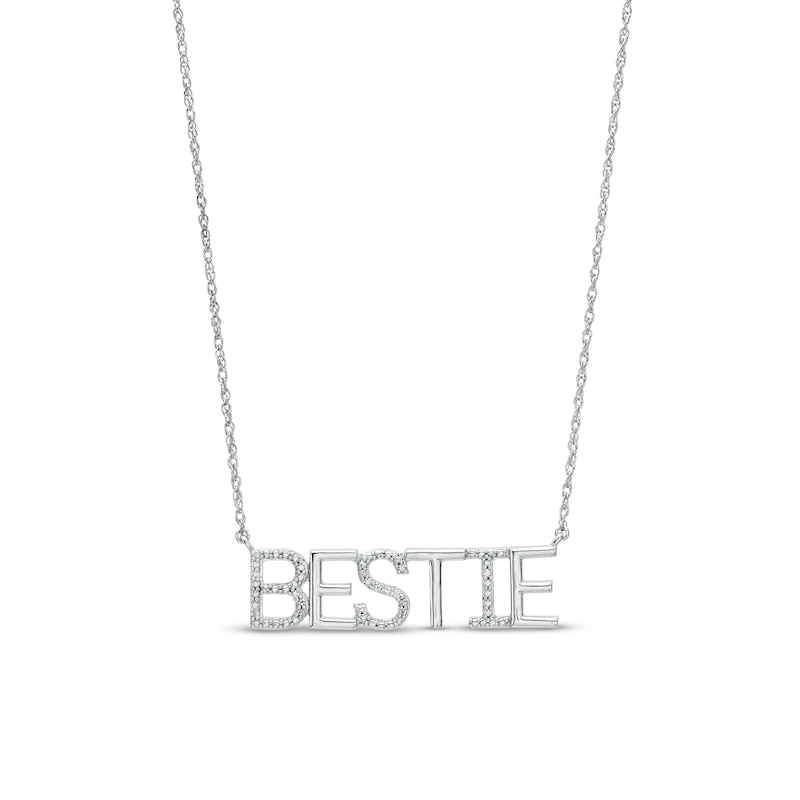 Diamond Accent "BESTIE" Necklace in Sterling Silver|Peoples Jewellers
