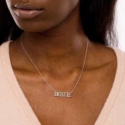 Diamond Accent "BESTIE" Necklace in Sterling Silver