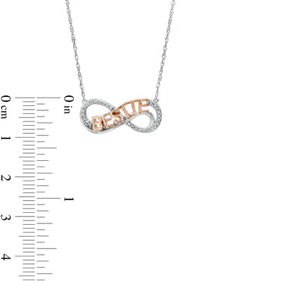 Diamond Accent "BESTIE" Infinity Loop Necklace in Sterling Silver with 14K Rose Gold Plate