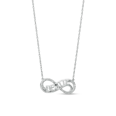 Diamond Accent "BESTIE" Infinity Loop Necklace in Sterling Silver