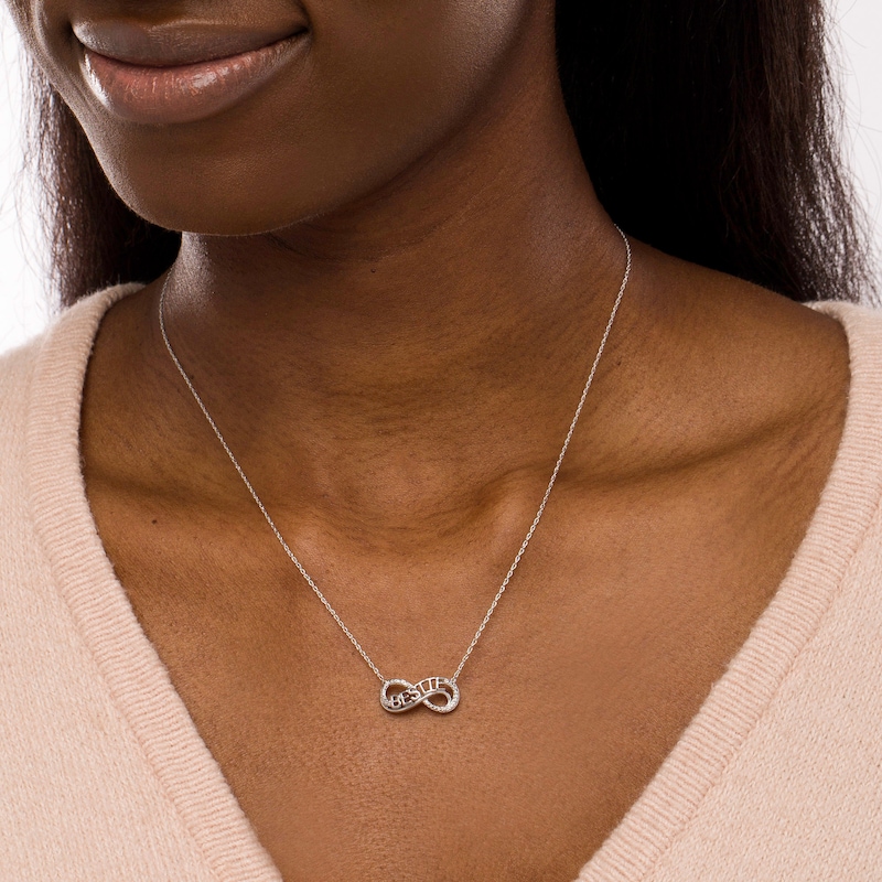 Diamond Accent "BESTIE" Infinity Loop Necklace in Sterling Silver|Peoples Jewellers