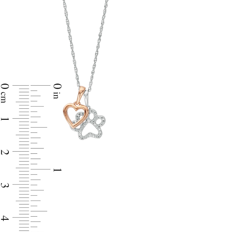 Diamond Accent Heart and Paw Pendant in Sterling Silver with 14K Rose Gold Plate