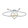 Thumbnail Image 0 of 0.147 CT. T.W. Diamond Heart Bolo Bracelet in Sterling Silver and 10K Gold – 9.5"