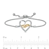 Thumbnail Image 2 of 0.147 CT. T.W. Diamond Heart Bolo Bracelet in Sterling Silver and 10K Gold – 9.5"