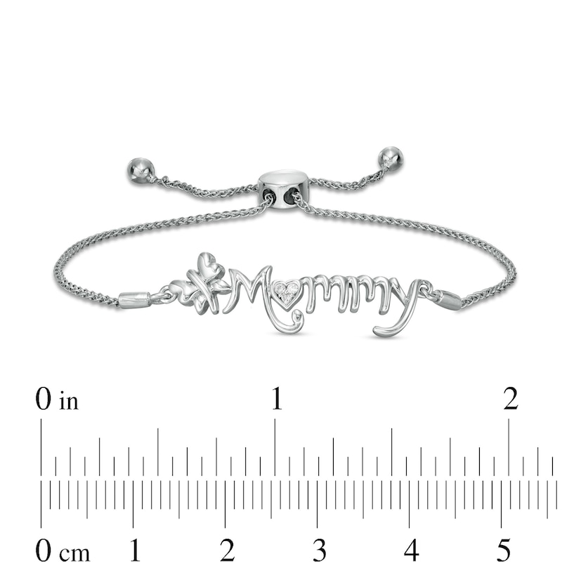 Diamond Accent Butterfly "Mommy" Bolo Bracelet in Sterling Silver – 9.5"|Peoples Jewellers