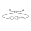 Thumbnail Image 0 of 0.065 CT. T.W. Diamond Infinity Loop "MOM" with Heart Bolo Bracelet in Sterling Silver – 9.5"