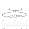 Thumbnail Image 2 of 0.065 CT. T.W. Diamond Infinity Loop "MOM" with Heart Bolo Bracelet in Sterling Silver – 9.5"