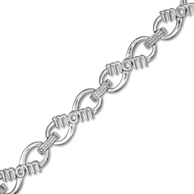 0.04 CT. T.W. Diamond "mom" Infinity Loop Bracelet in Sterling Silver – 7.5"