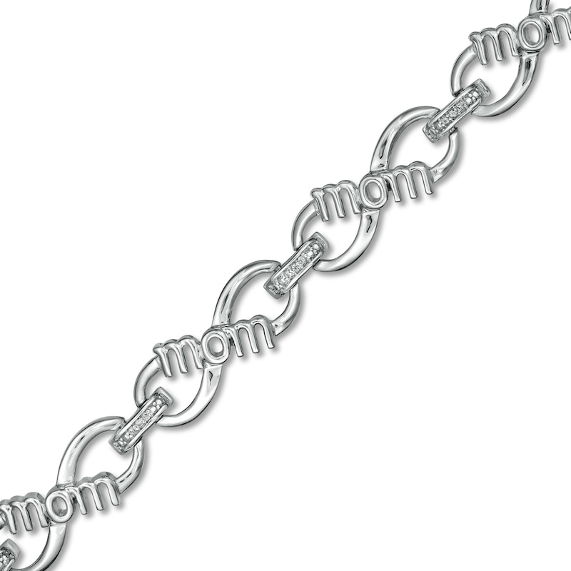 0.04 CT. T.W. Diamond "mom" Infinity Loop Bracelet in Sterling Silver – 7.5"