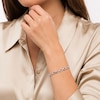 Thumbnail Image 1 of 0.04 CT. T.W. Diamond "mom" Infinity Loop Bracelet in Sterling Silver – 7.5"