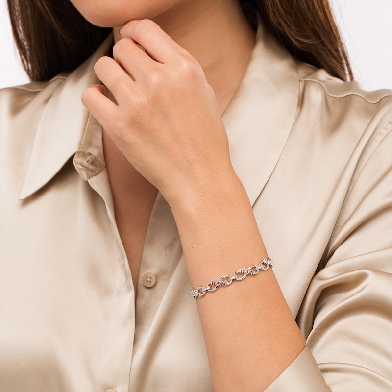 0.04 CT. T.W. Diamond "mom" Infinity Loop Bracelet in Sterling Silver – 7.5"|Peoples Jewellers
