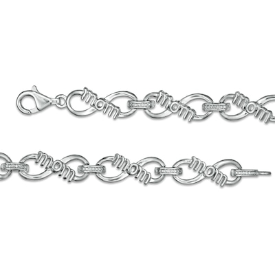 0.04 CT. T.W. Diamond "mom" Infinity Loop Bracelet in Sterling Silver – 7.5"