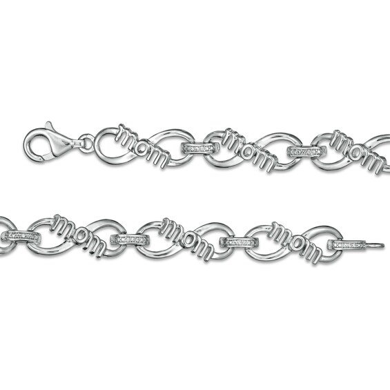 0.04 CT. T.W. Diamond "mom" Infinity Loop Bracelet in Sterling Silver – 7.5"