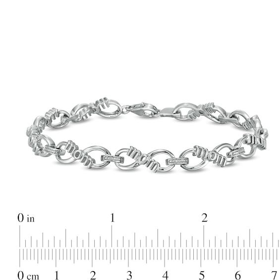 0.04 CT. T.W. Diamond "mom" Infinity Loop Bracelet in Sterling Silver – 7.5"