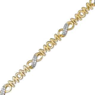 0.04 CT. T.W. Diamond "MOM" Infinity Loop Bracelet in Sterling Silver with 14K Gold Plate – 7.5"