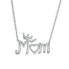 Thumbnail Image 0 of 0.04 CT. T.W. Diamond Crowned "Mom" with Heart Necklace in Sterling Silver