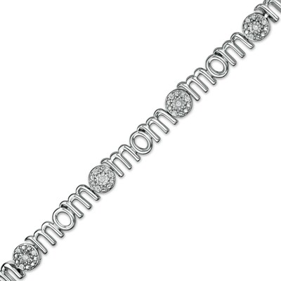 0.145 CT. T.W. Composite Diamond Alternating "mom" Bracelet in Sterling Silver – 7.5"