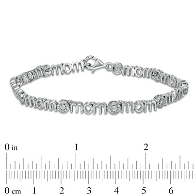 0.145 CT. T.W. Composite Diamond Alternating "mom" Bracelet in Sterling Silver – 7.5"