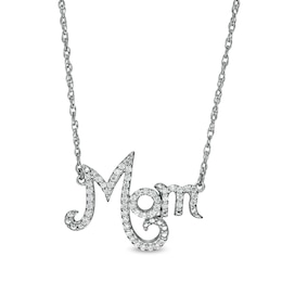 0.148 CT. T.W. Diamond &quot;Mom&quot; Necklace in Sterling Silver