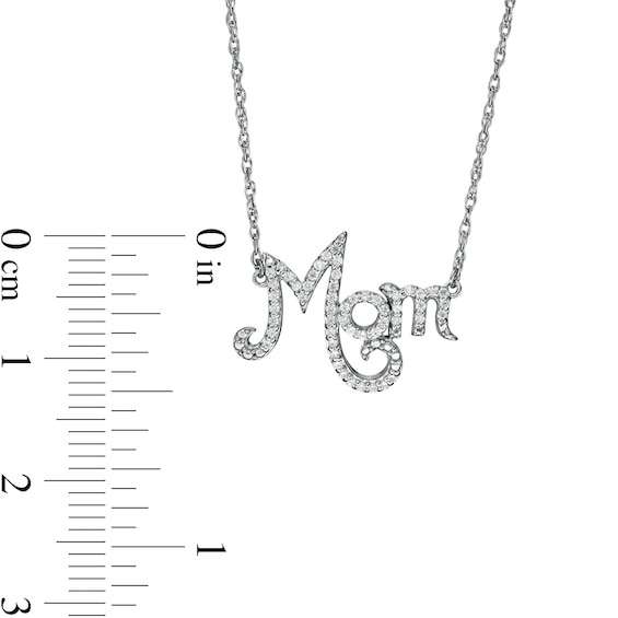 0.148 CT. T.W. Diamond "Mom" Necklace in Sterling Silver