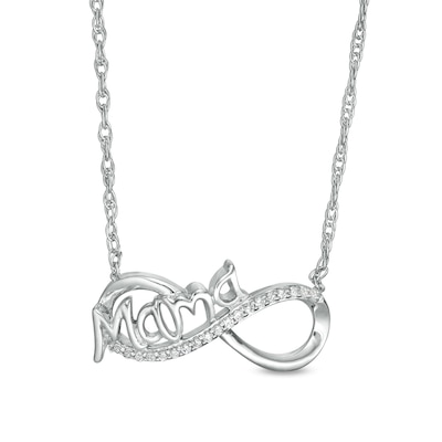 0.085 CT. T.W. Diamond "Mama" Infinity Necklace in Sterling Silver