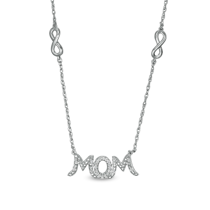 0.04 CT. T.W. Diamond "MOM" Double Infinity Loop Necklace in Sterling Silver