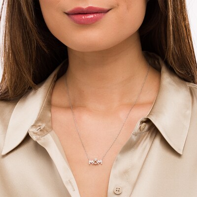 0.085 CT. T.W. Diamond "MOM" with Crown in Sterling Silver with 10K Rose Gold